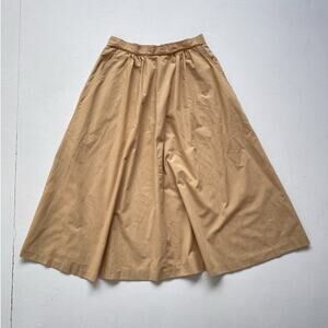 Vtg 70s Oatmeal Tan High Rise Full Midi Skirt / Sz XS Ann Stevens Minimal Retro